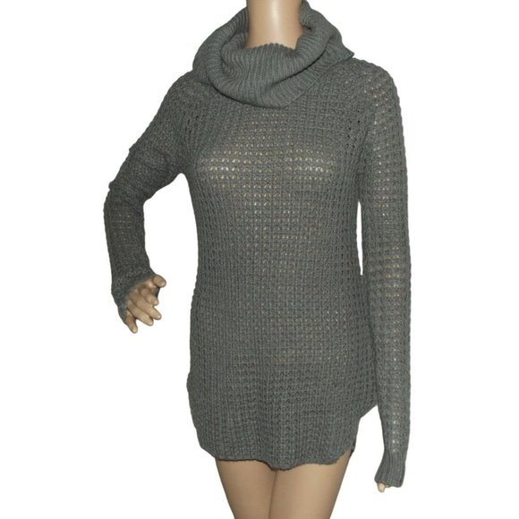 Rue 21 Sweater Size Small Gray Acrylic Speckled Cowl Turtleneck long tunic - Picture 1 of 9